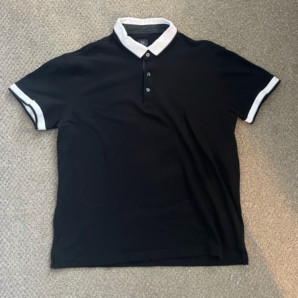 Men’s wearhouse “Michael strahan”Black Polo Shirt with White Accents